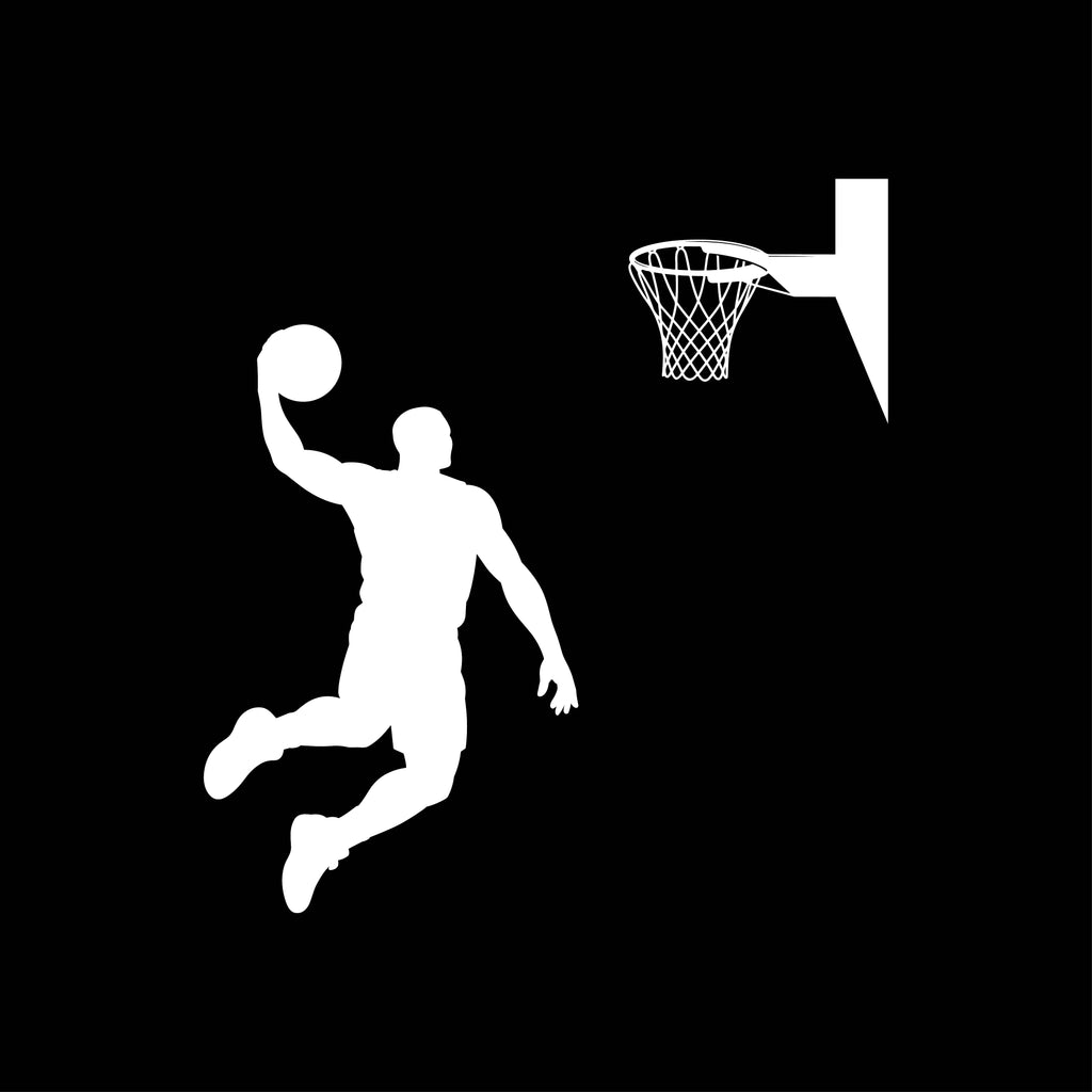 White Redunk basketball T-shirt featuring a silhouette of a player performing a slam dunk, ideal for basketball fans.
