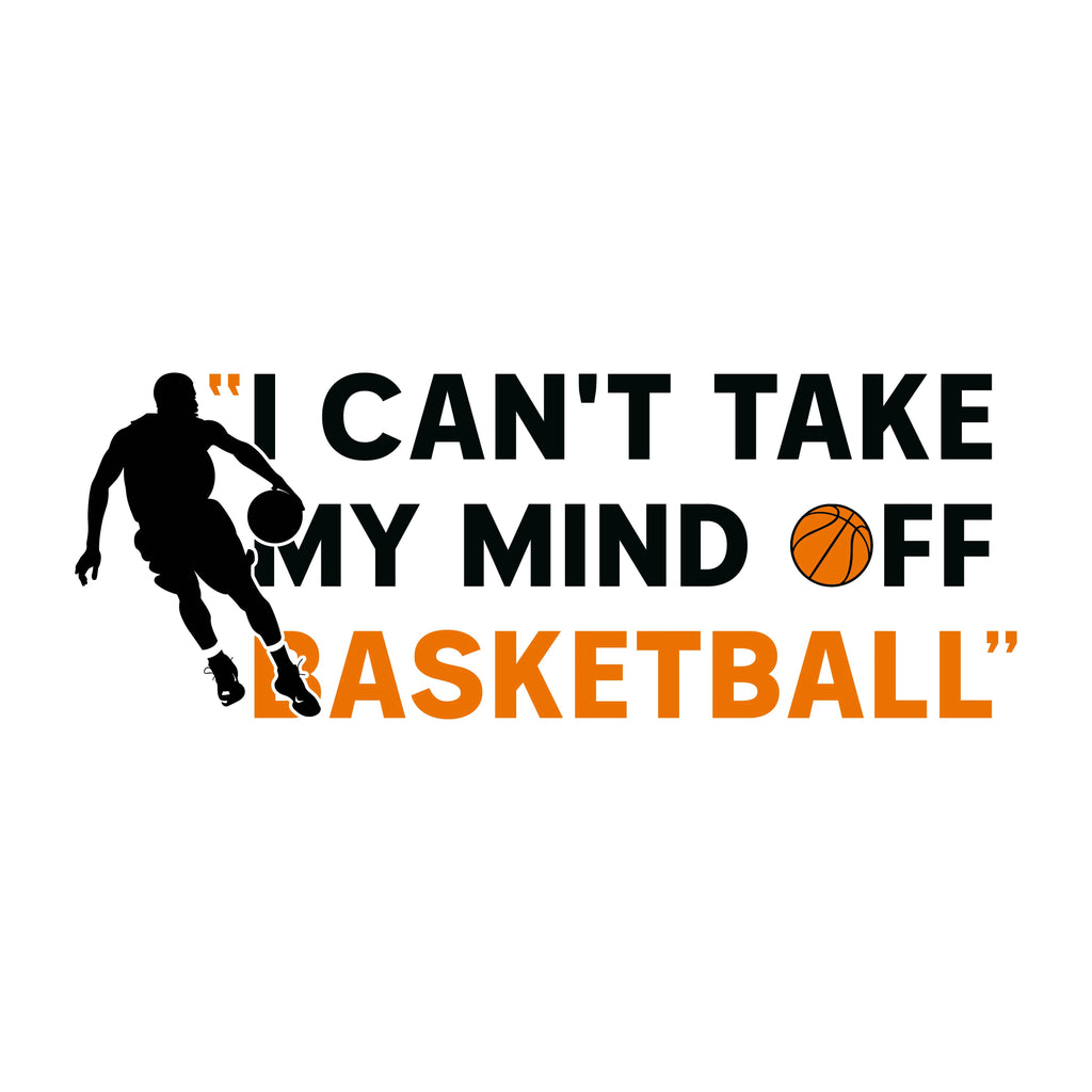 Redunk I Can't Take My Mind Off Basketball T-shirt featuring a casual black cotton tee with basketball-themed graphic design.