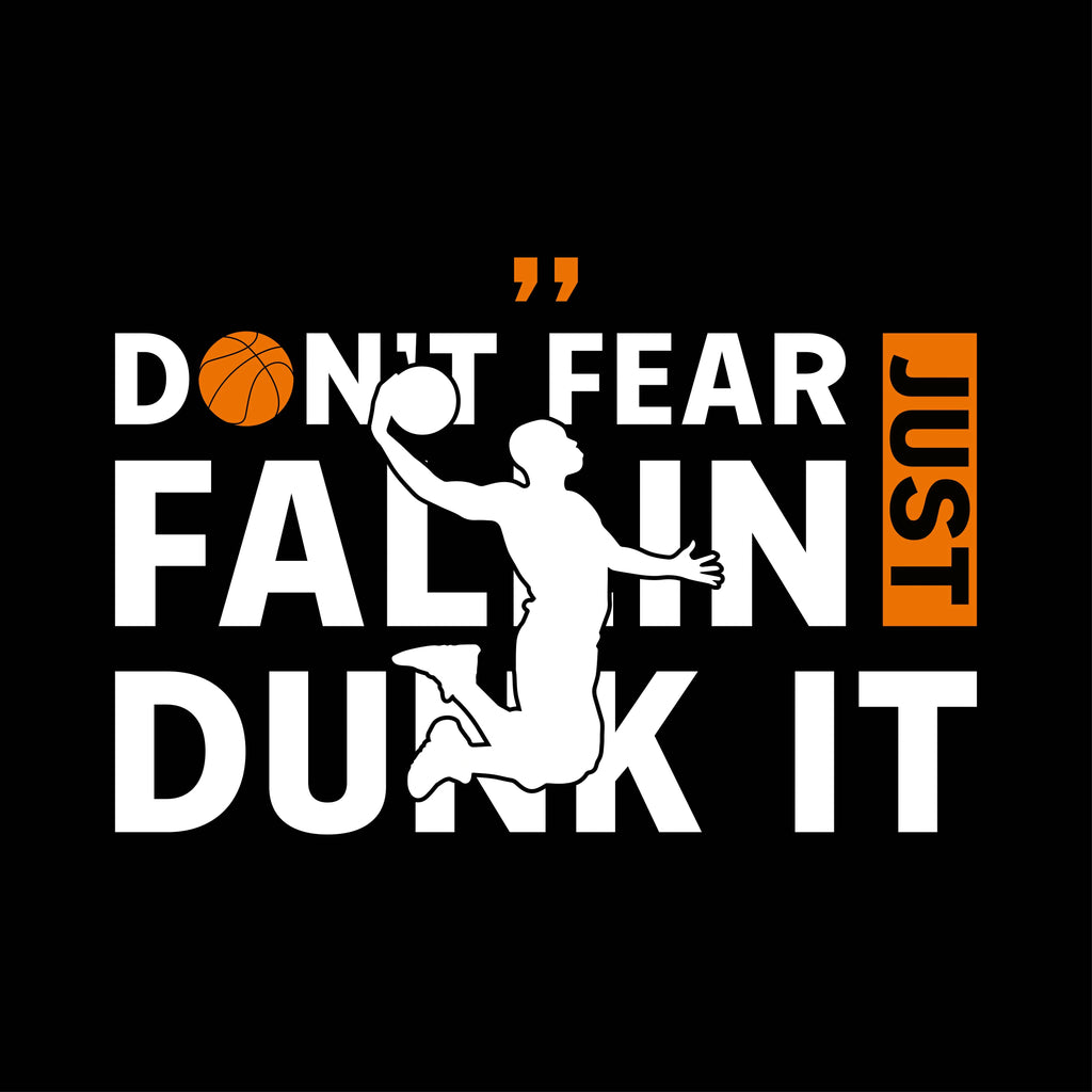 Redunk Don't Fear Falling Just Dunk It basketball T-shirt with bold printed design on front, casual fit, and soft fabric.