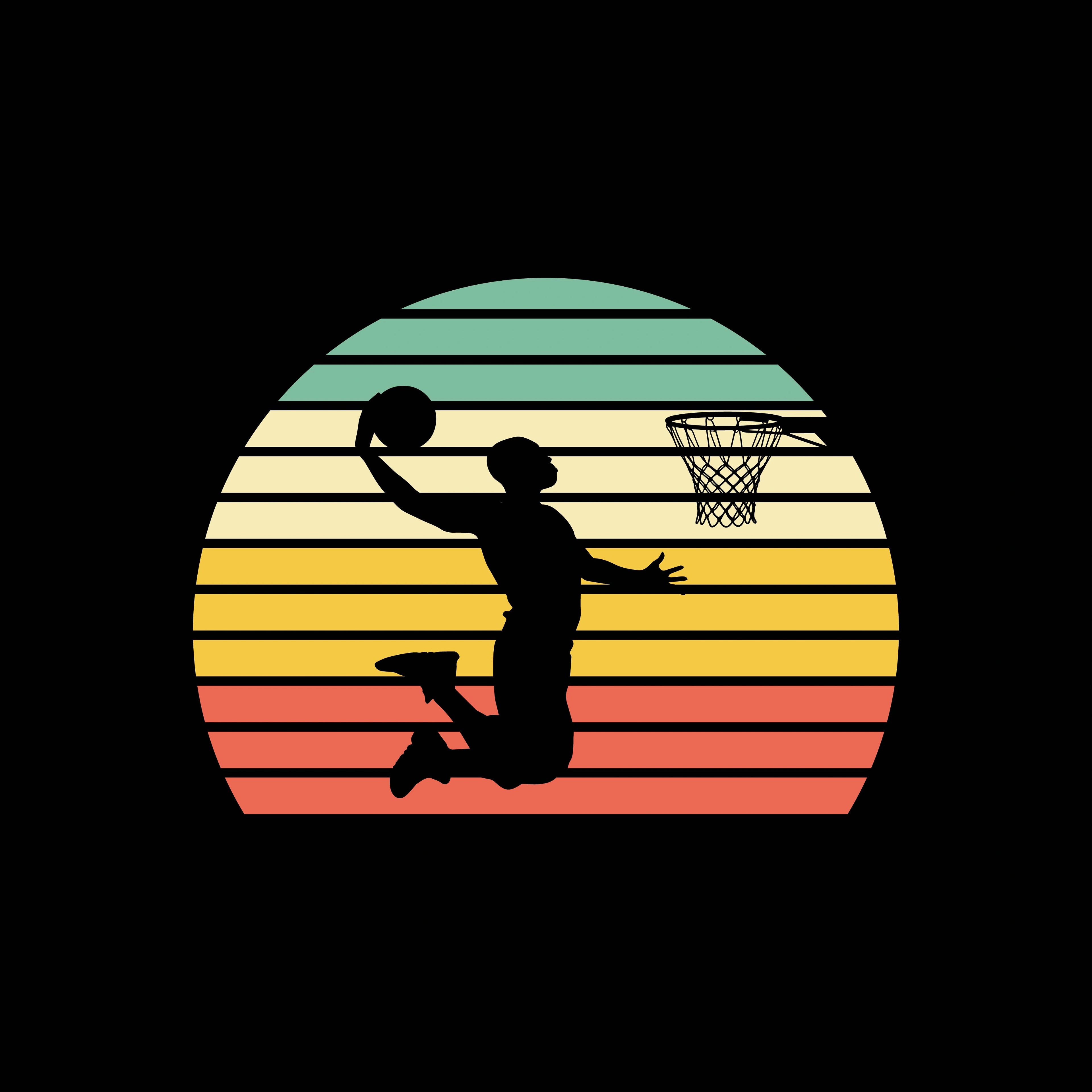 Redunk Retro Sunset Basketball Legend Player T-Shirt with vintage-style graphic of a basketball player on a sunset background
