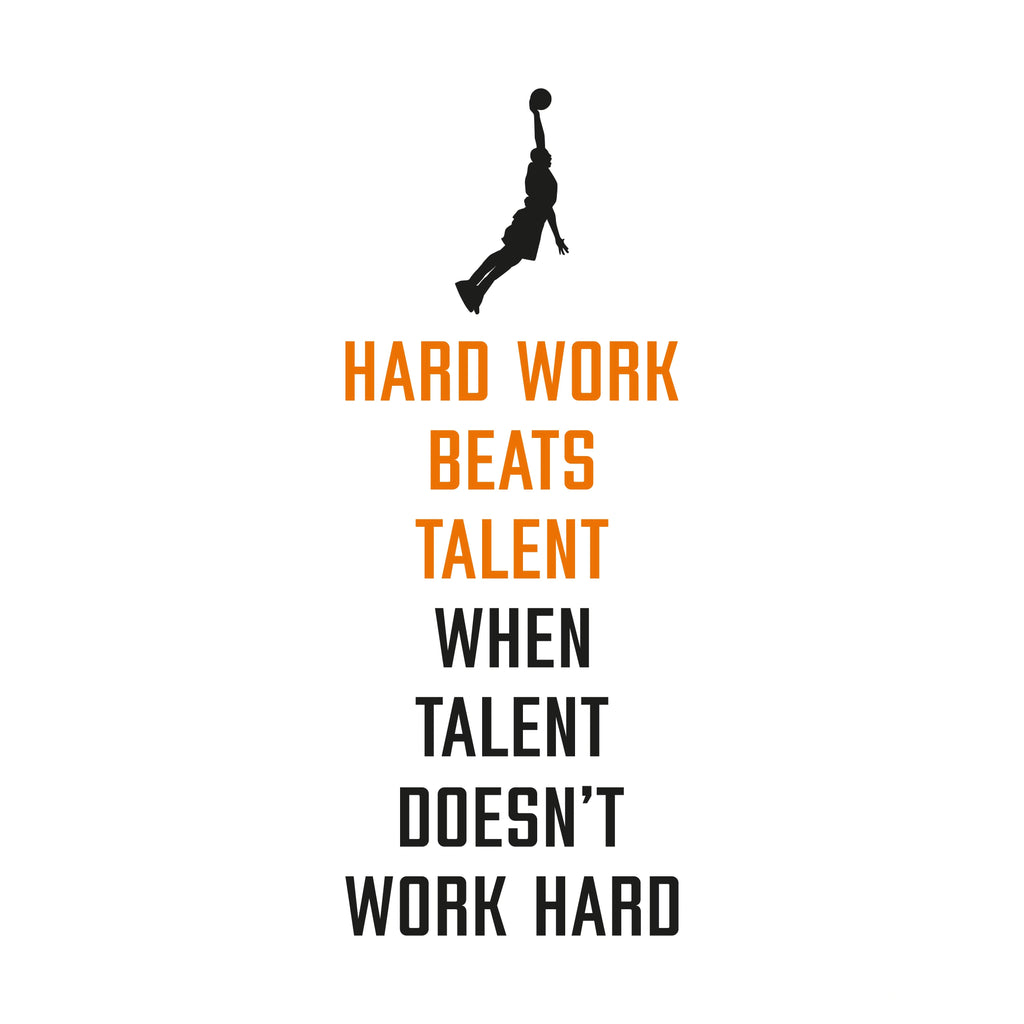 Redunk basketball T-shirt featuring the "Hard Work Beats Talent" quote in bold text on a comfortable casual shirt.