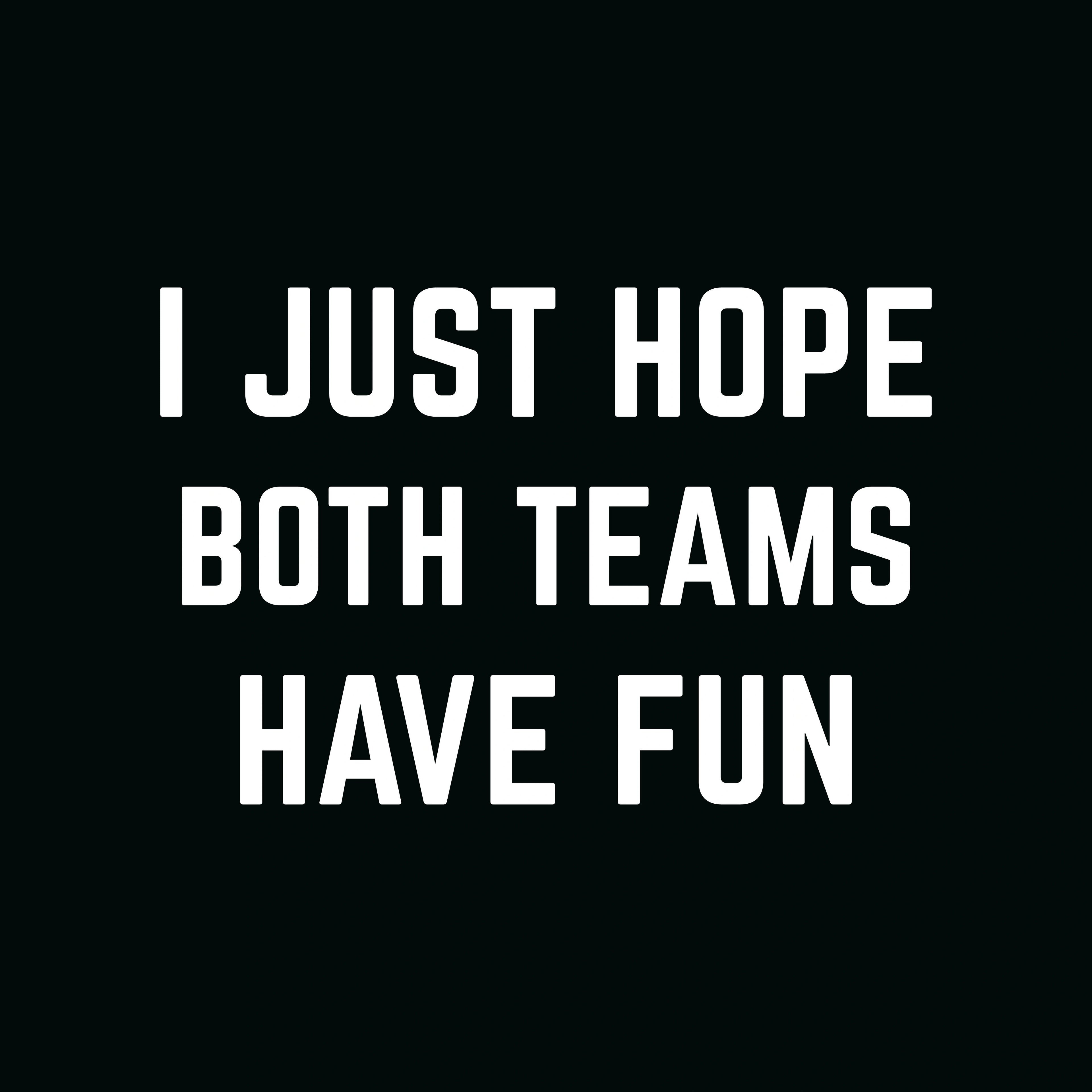 Redunk "I Just Hope Both Teams Have Fun" funny basketball T-shirt displayed on a model, casual fit, ideal for basketball fans.