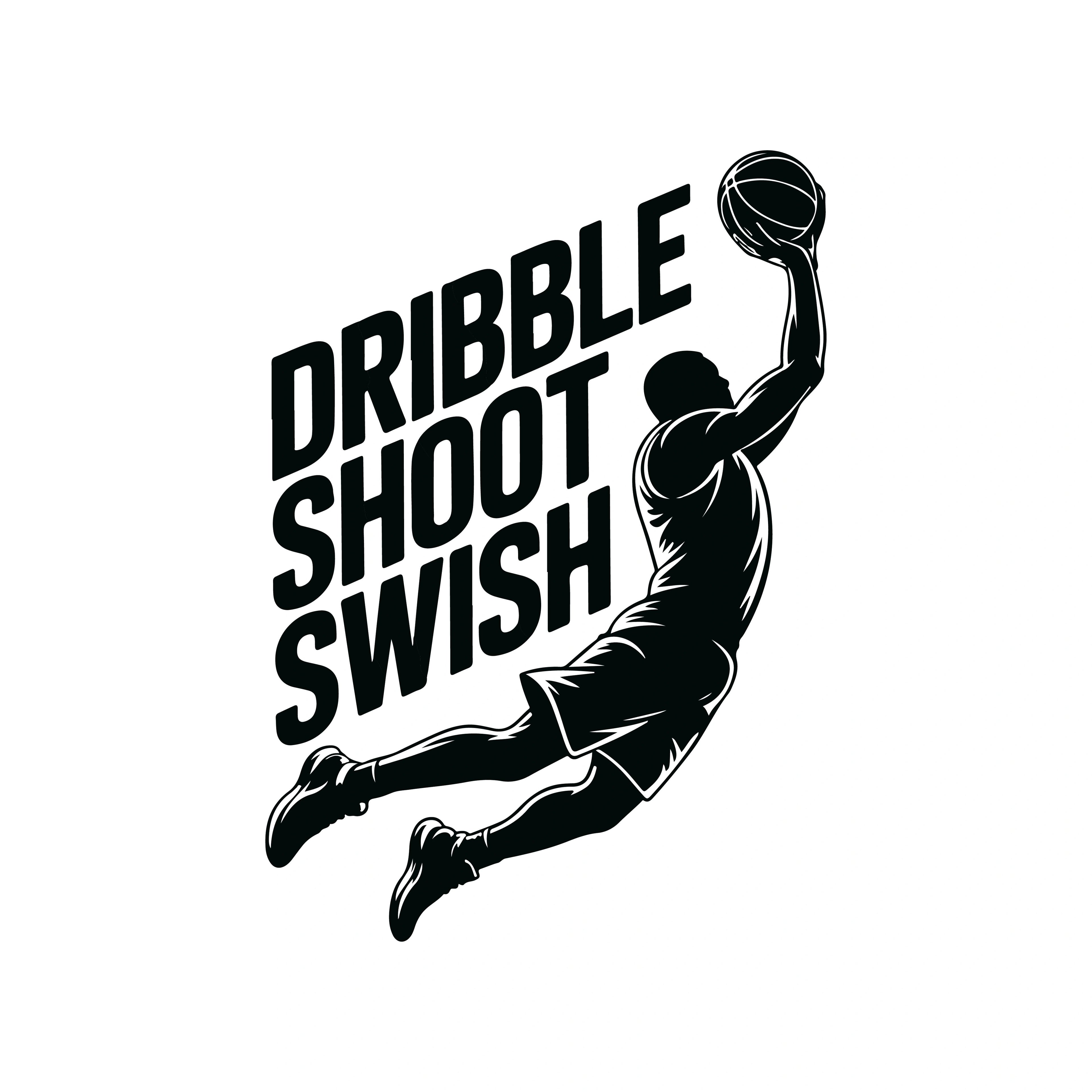 Redunk Dribble Shoot Swish basketball game day T-shirt featuring a graphic design on a casual cotton T-shirt.