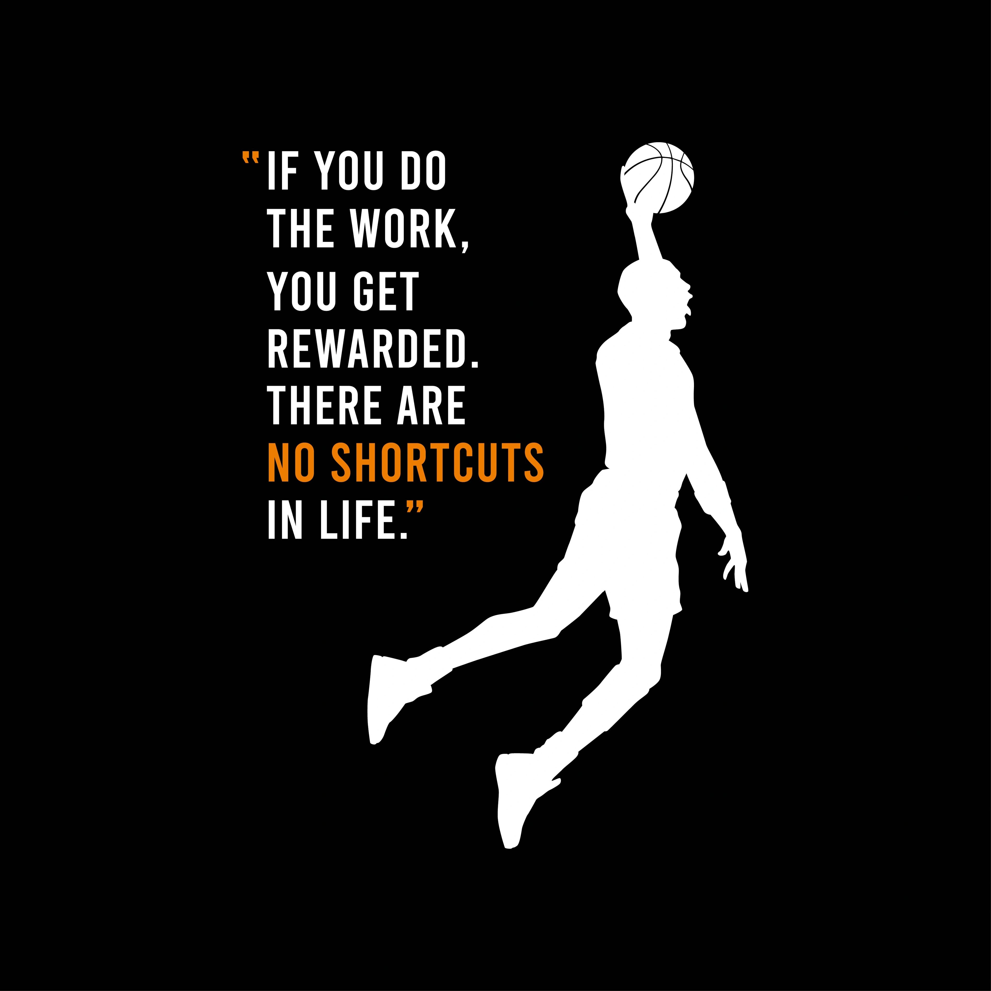 Redunk basketball quote T-shirt featuring the message "If You Do The Work You Get Rewarded" on a casual black T-shirt.