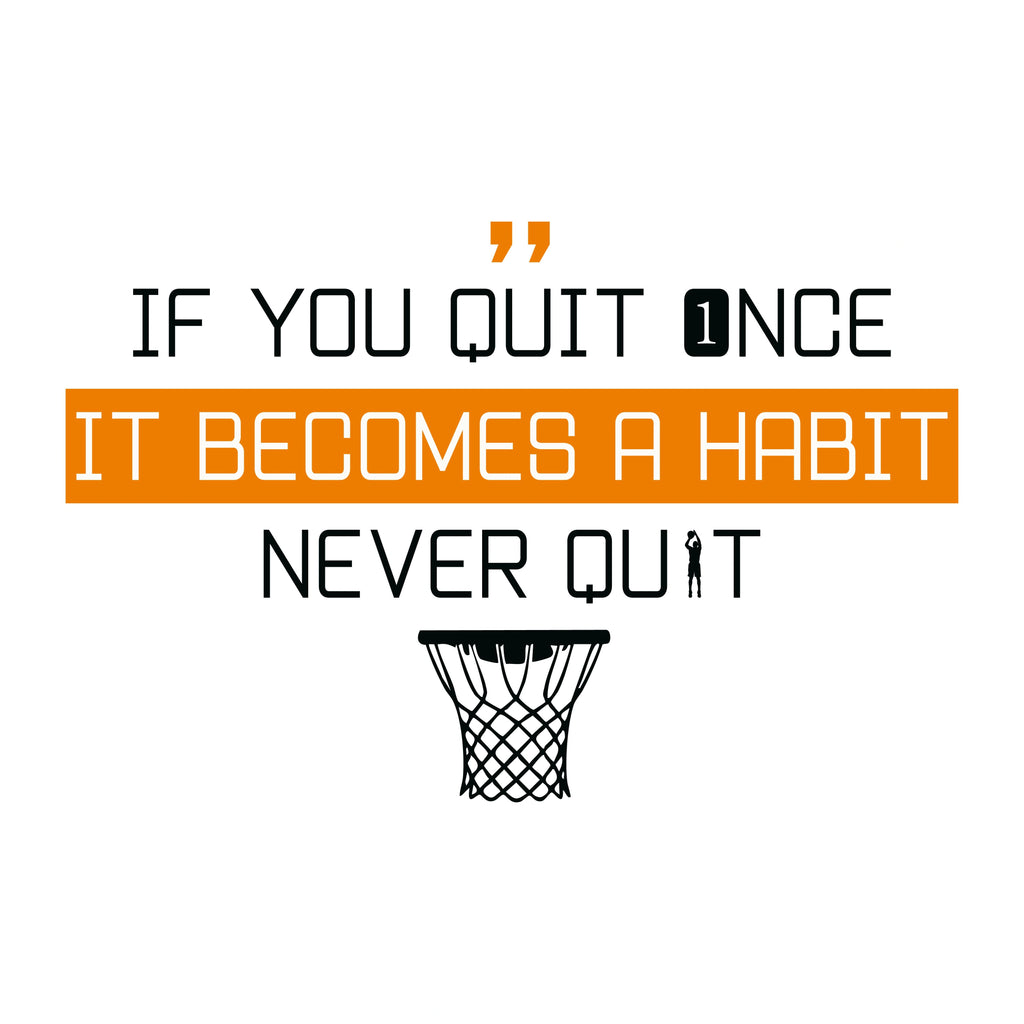 Redunk basketball T-shirt with "If You Quit One, It Becomes a Habit" printed in black on white cotton fabric.