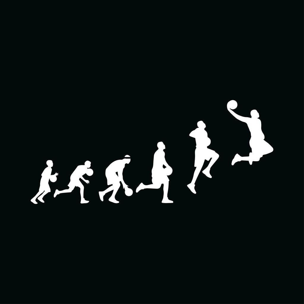 Redunk The Ultimate Basketball Dunker Evolution T-Shirt showing a basketball player dunking during a game.