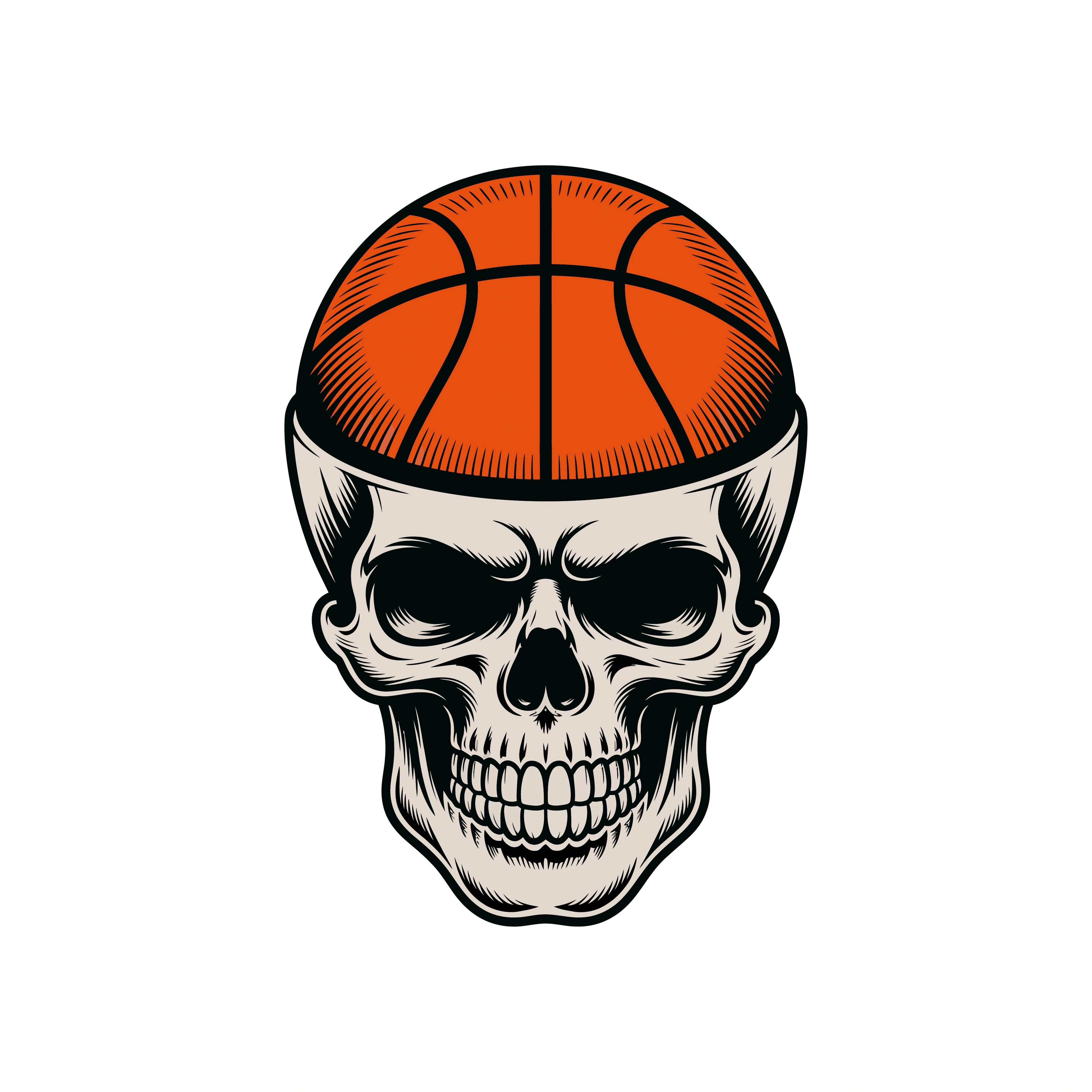 Redunk basketball skeleton hoops T-shirt featuring a graphic design of a skull with basketball elements on a black fabric background.