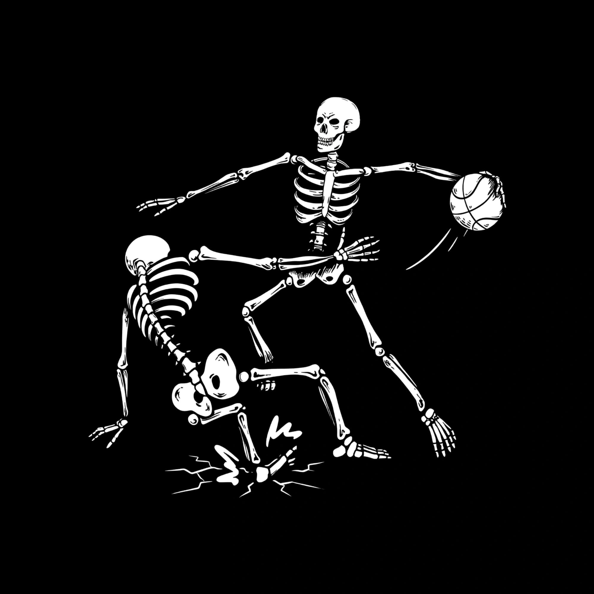Redunk Skeleton Ankle Breaker crossover basketball T-shirt featuring a bold graphic design on a black fabric background.