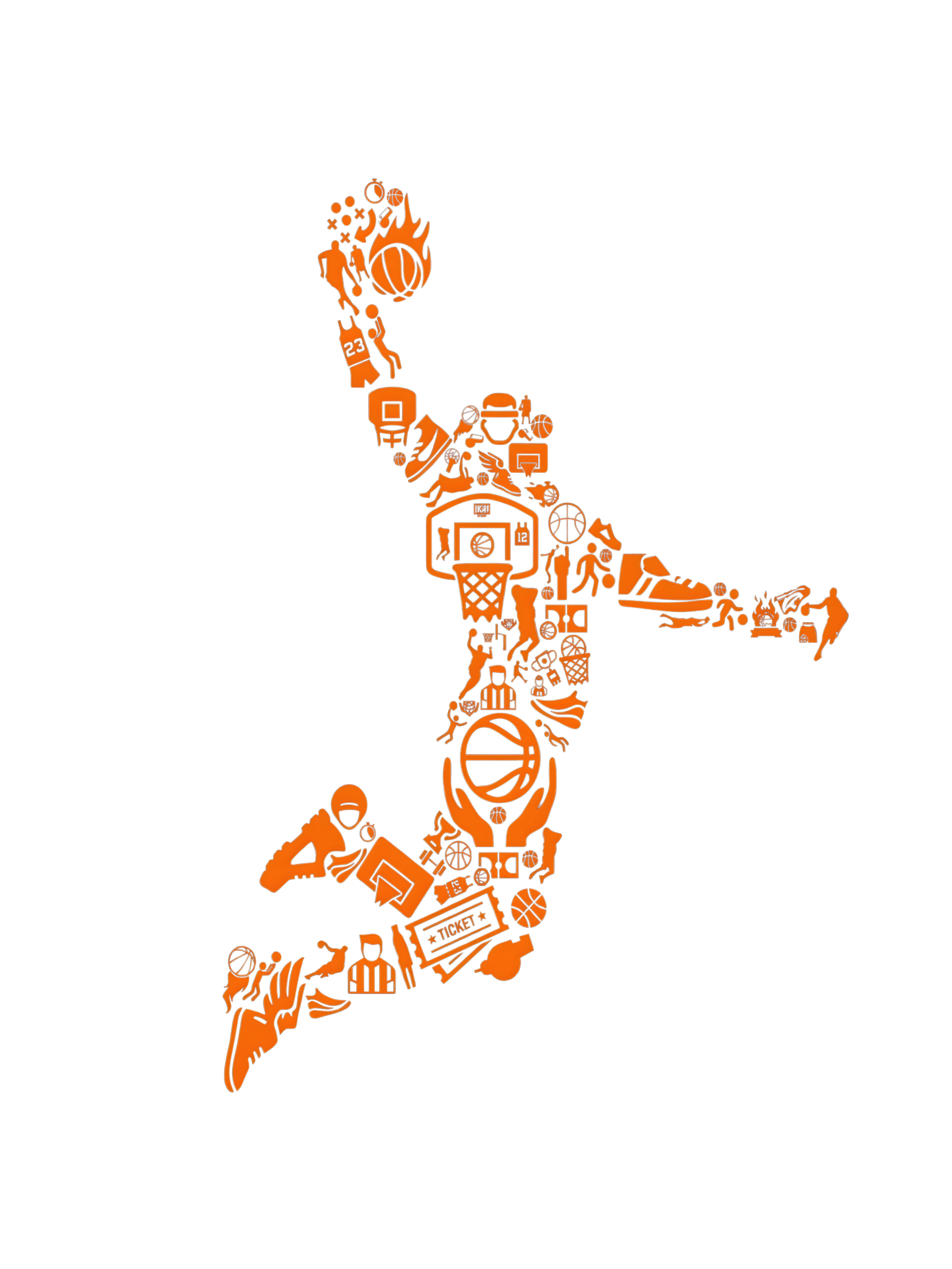 Orange hoops player T-shirt by Redunk featuring a basketball element design on a casual T-shirt.