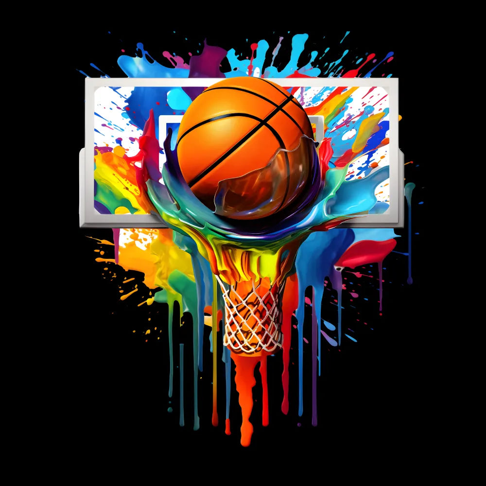 Dripping Paint Basketball Hoop Colorful T-Shirt