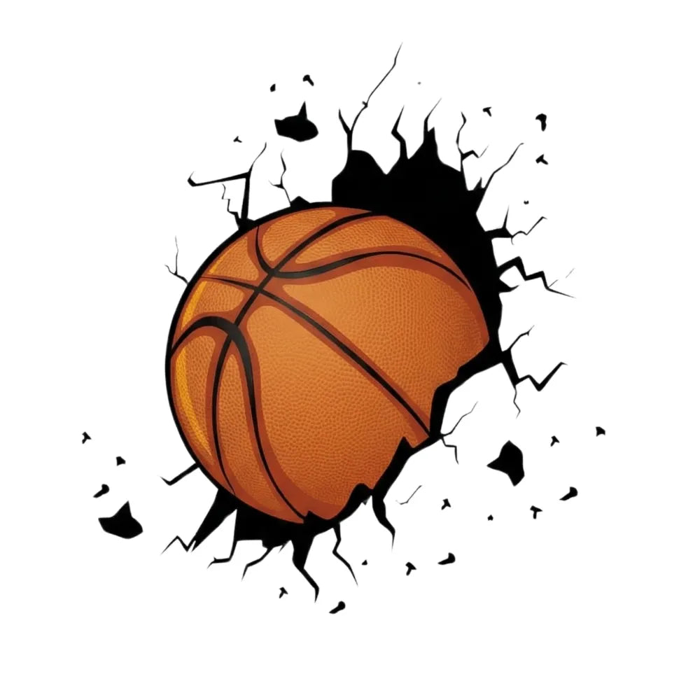 Basketball Breaking Wall 3D Effect Graphic T-Shirt