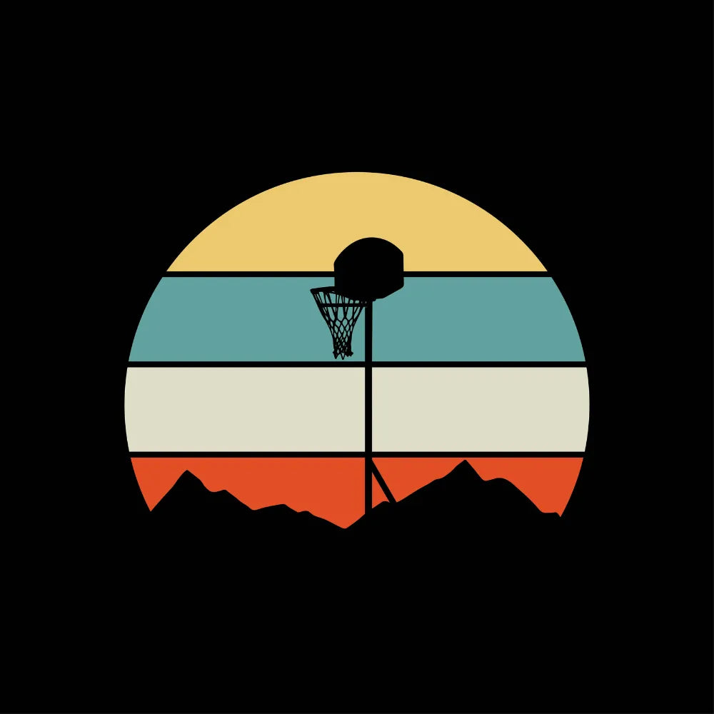 Retro Vintage Basketball Sunset Silhouette T-Shirt