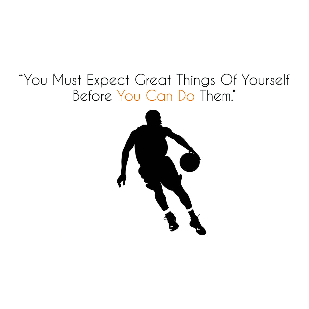 Redunk You Must Expect Great Things Of Yourself basketball T-shirt displayed flat with bold text design.