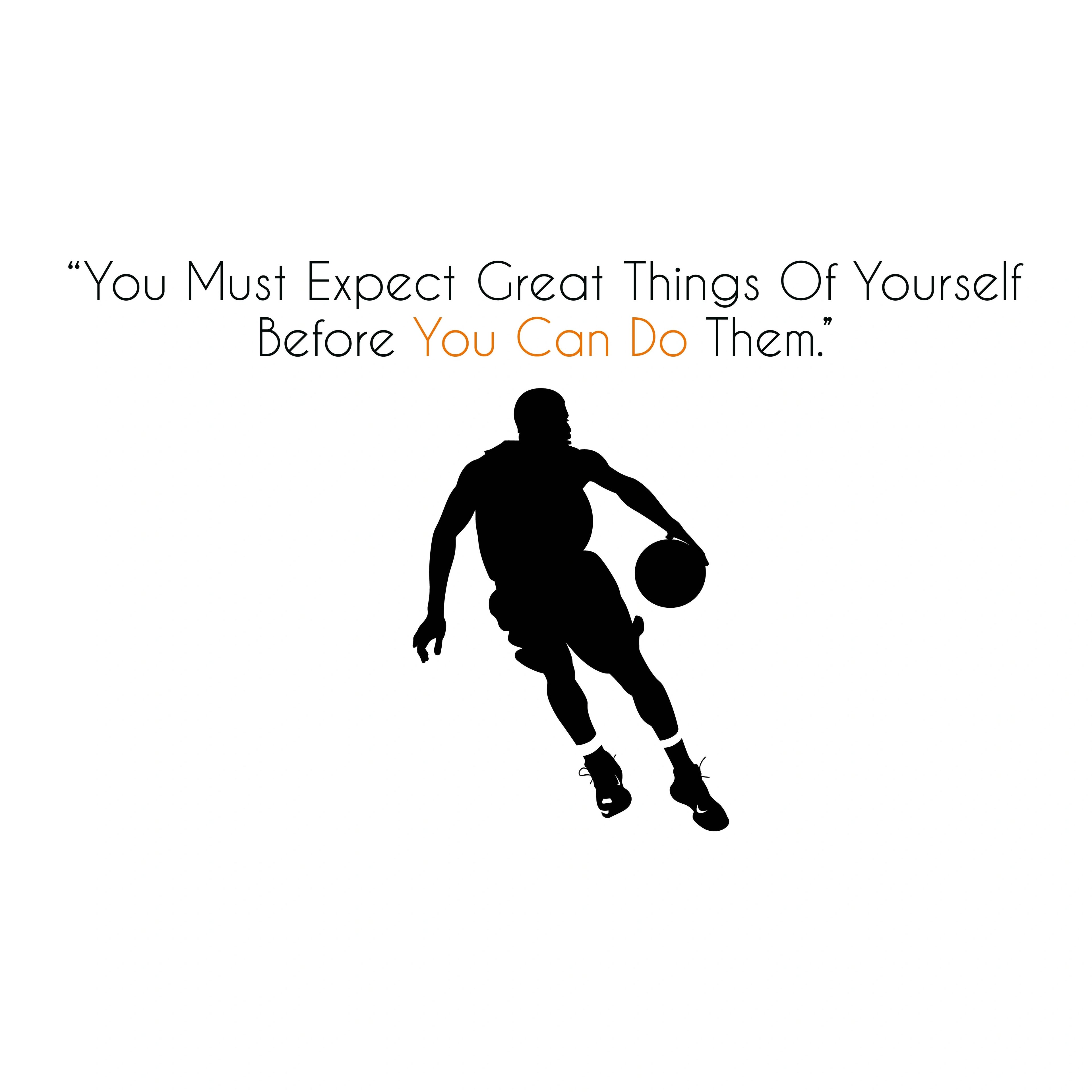 Redunk You Must Expect Great Things Of Yourself basketball T-shirt displayed flat with bold text design.