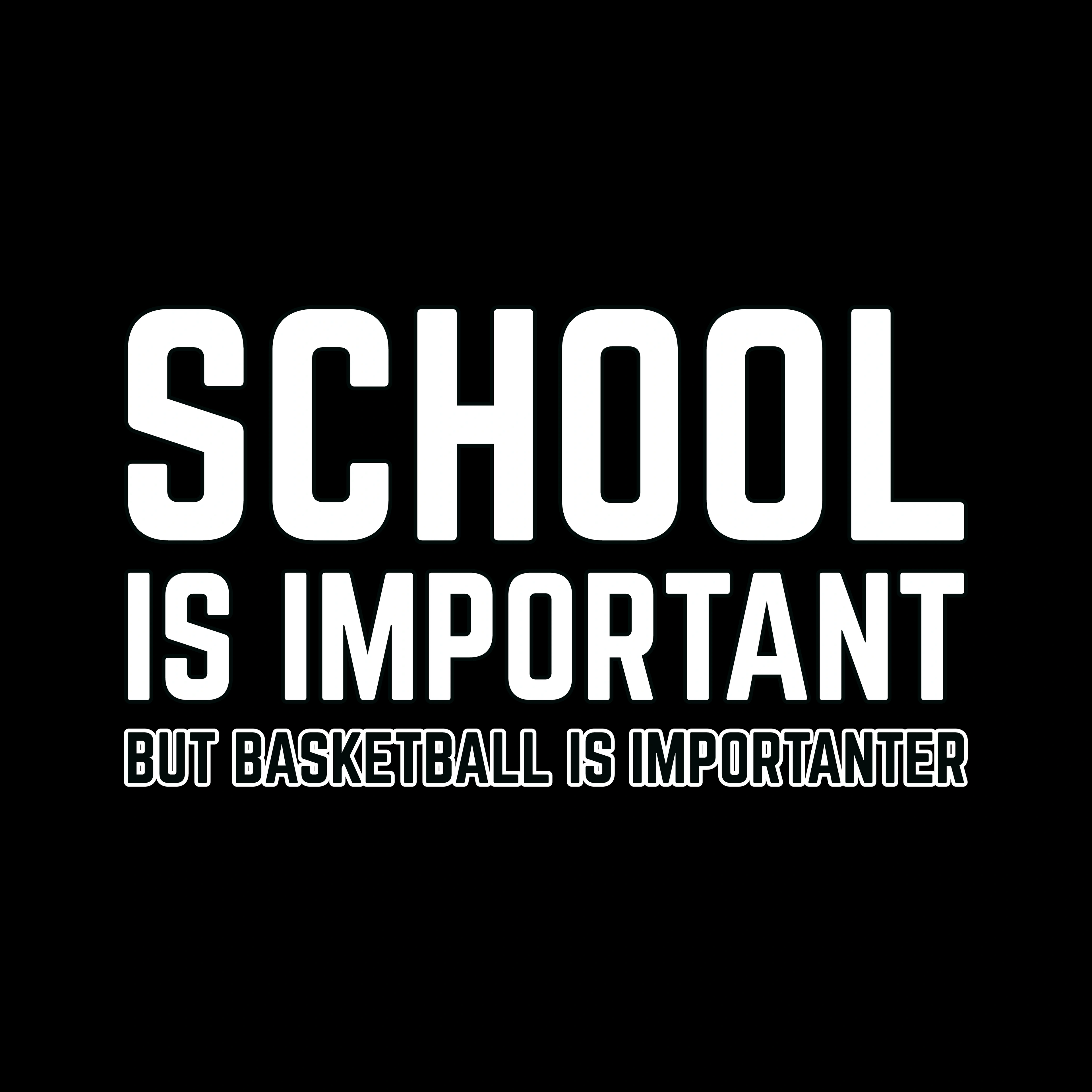Redunk funny basketball T-shirt with slogan "School Is Important But Basketball Is Importanter" featuring a humorous basketball player graphic.