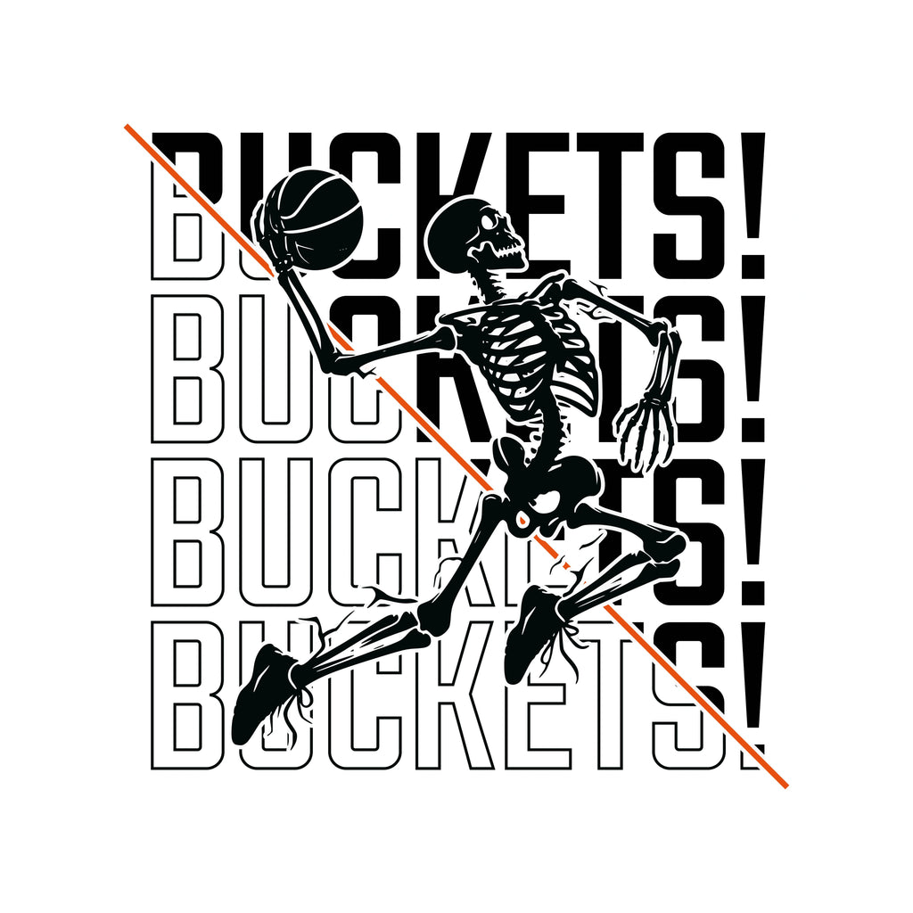 Redunk Skeleton Dunk basketball T-shirt featuring a non-stop buckets graphic, casual fit, and vibrant sports-inspired design.
