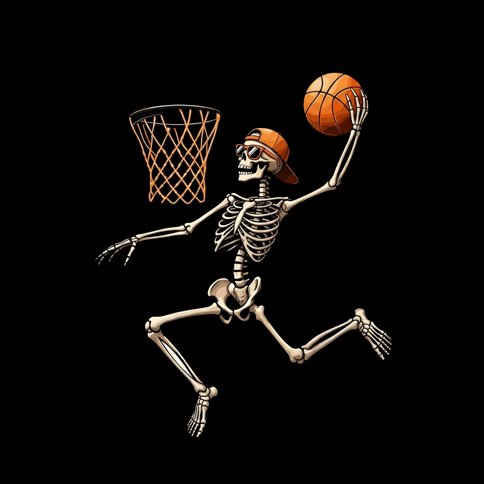 Redunk Skeleton Dunker basketball T-shirt featuring a skeleton graphic on soft, comfortable cotton fabric.