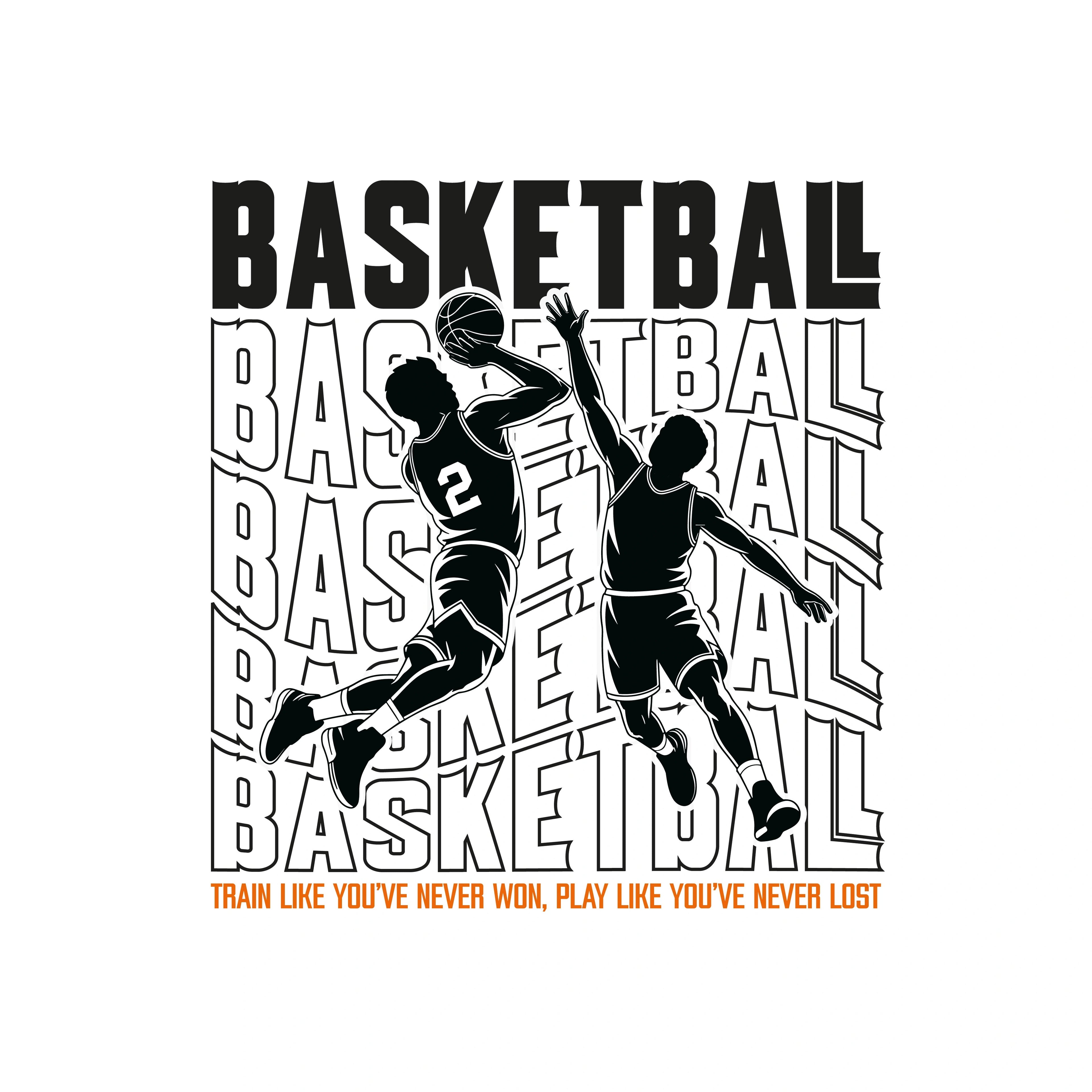 Redunk Train Like You Never Won motivational basketball T-shirt, front view with graphic design and bold text.
