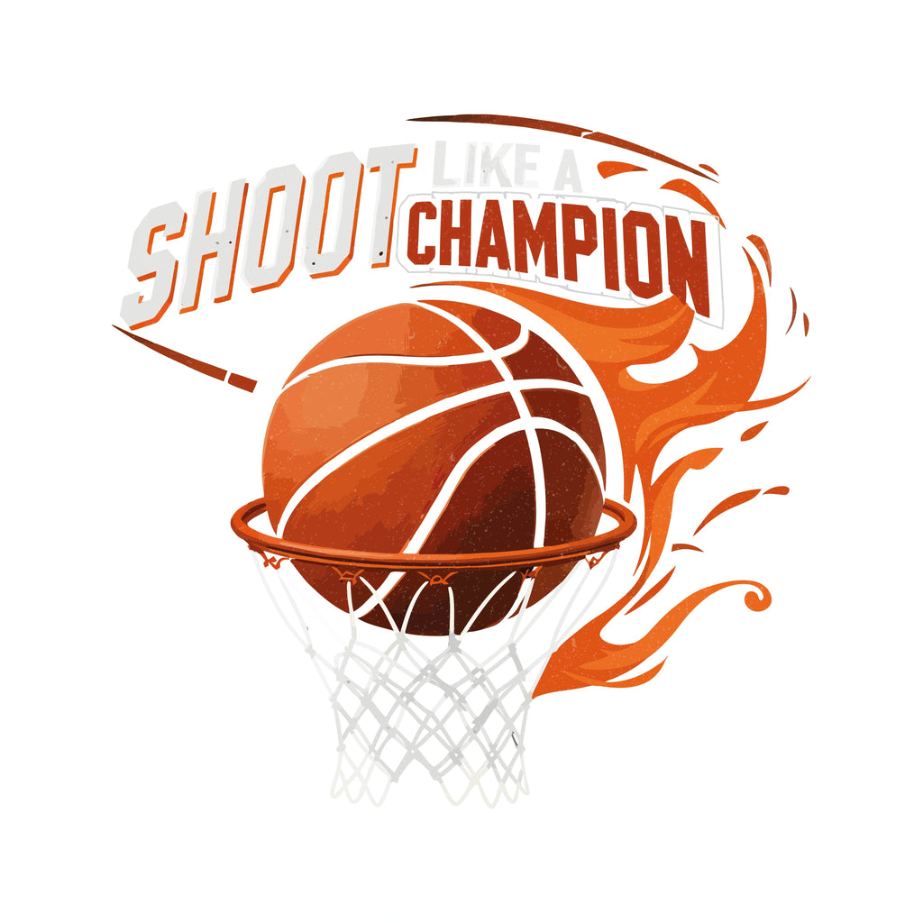 Redunk Shoot Like A Champion basketball T-shirt for hoops fans, featuring sporty design and comfortable fabric.