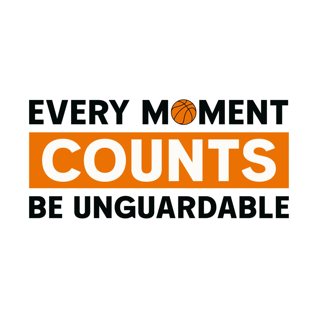 Redunk Every Moment Counts Be Unguardable basketball T-shirt, featuring bold graphic design on front, casual fit for active wear.