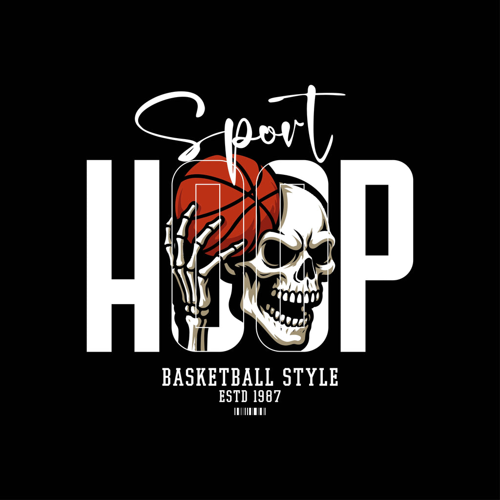 Redunk Hoop Culture Skeleton Basketball T-Shirt featuring a skeleton and basketball graphic on a casual black T-shirt.