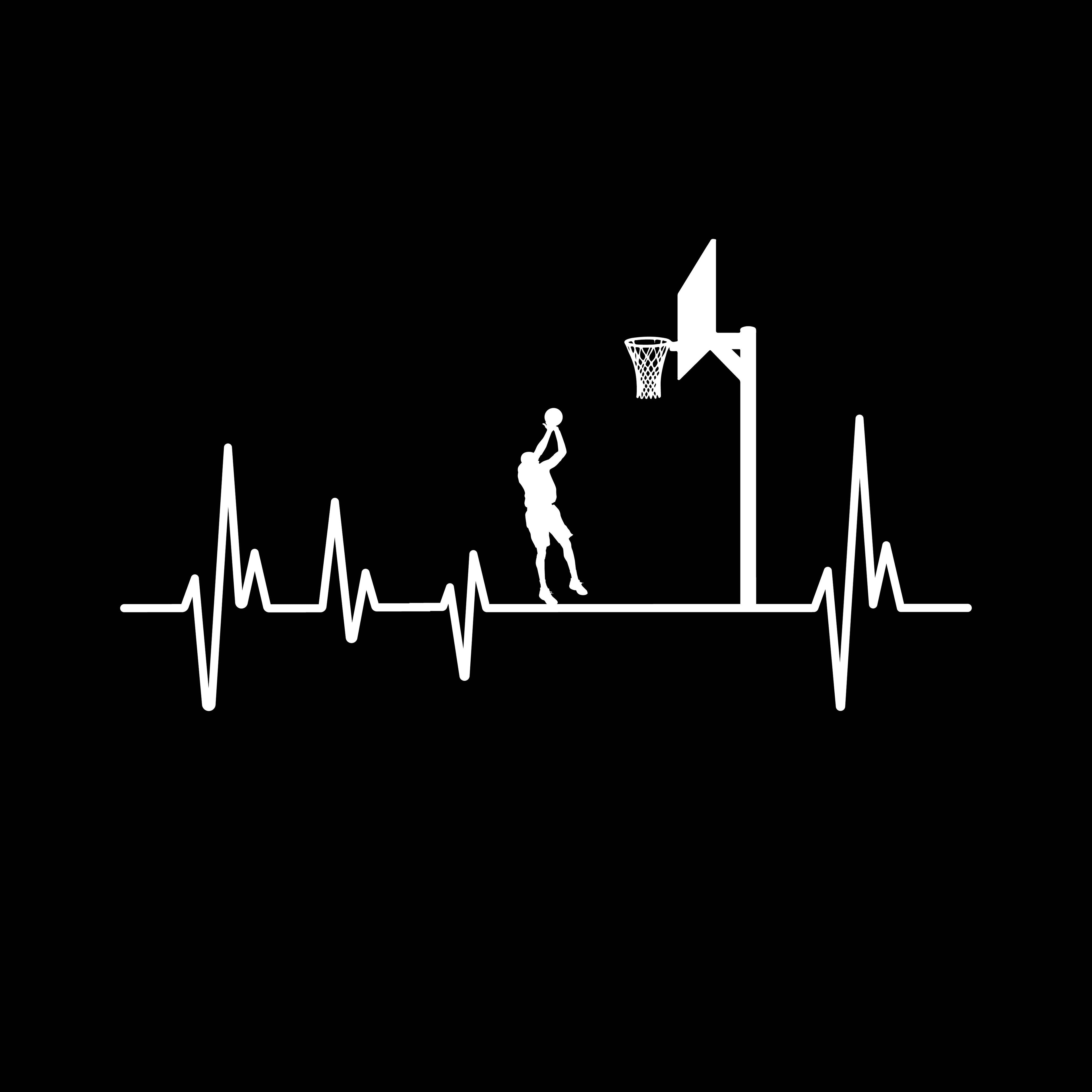 Redunk basketball heartbeat jump shot silhouette T-shirt showcasing a dynamic basketball player in action.