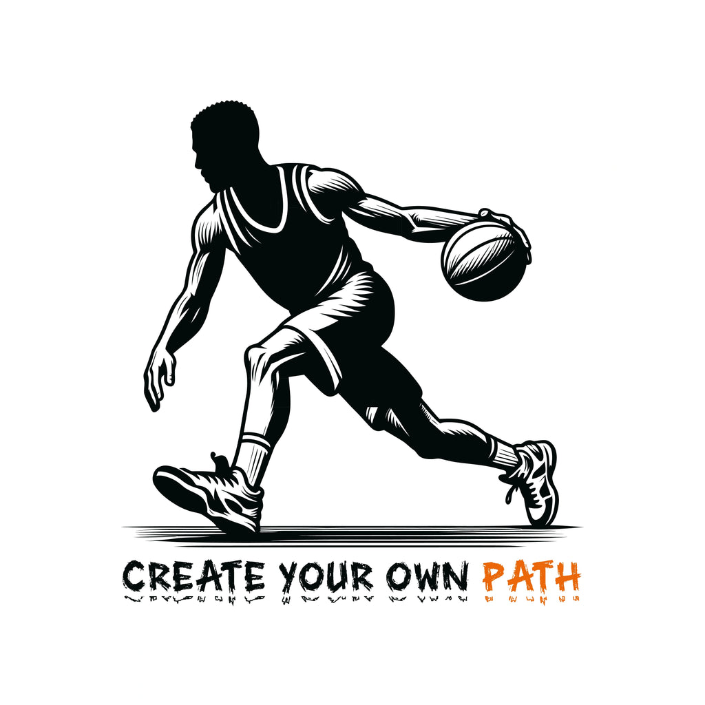 Redunk Create Your Own Path basketball player T-shirt with graphic design, casual fit, and comfortable fabric.